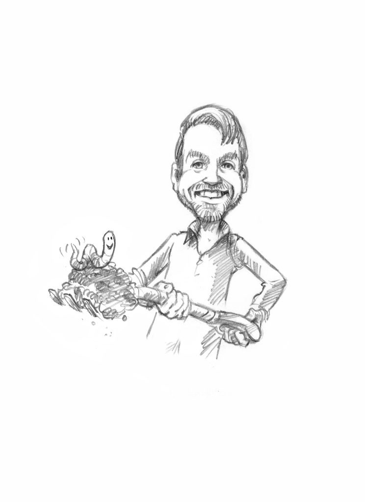 Karikaturtegning av Ole Arnfinn Røysland Fitjar